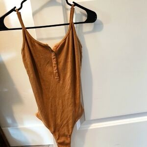 AMuse Ribbed Brown Bodysuit